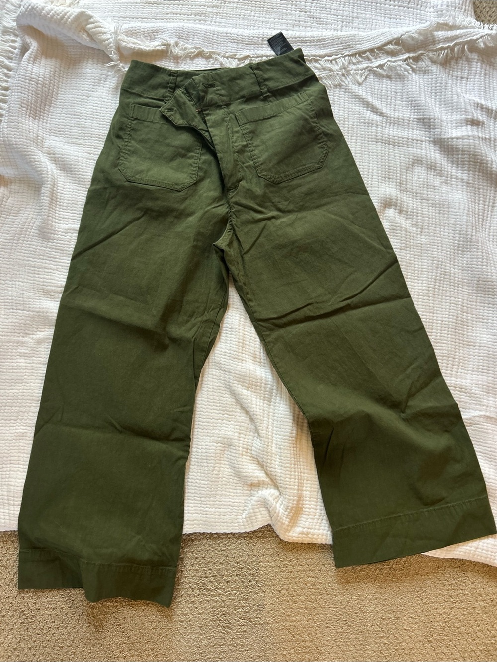 Anthropologie Olive Green Wide-Leg Cropped Pants the Collette